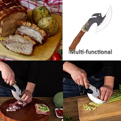 Miniatura 5 de Cuchillo de deshuesar, cuchillo de filete forjado a mano, cuchillo curvado de 5.5 pulgadas con mango de palisandro, cuchillos de chef multiusos para