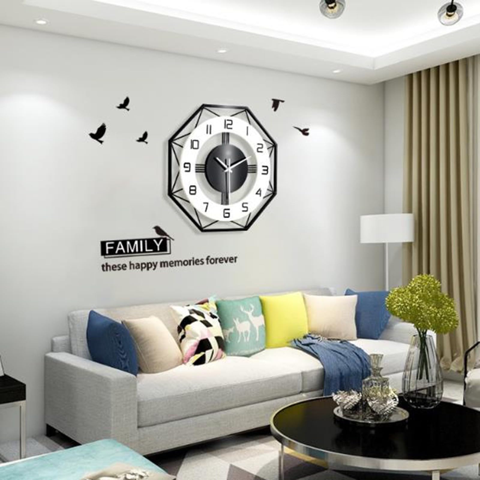 Amazon.co.jp: 寝室用時計、サイレントモダン大型壁掛け時計電池式