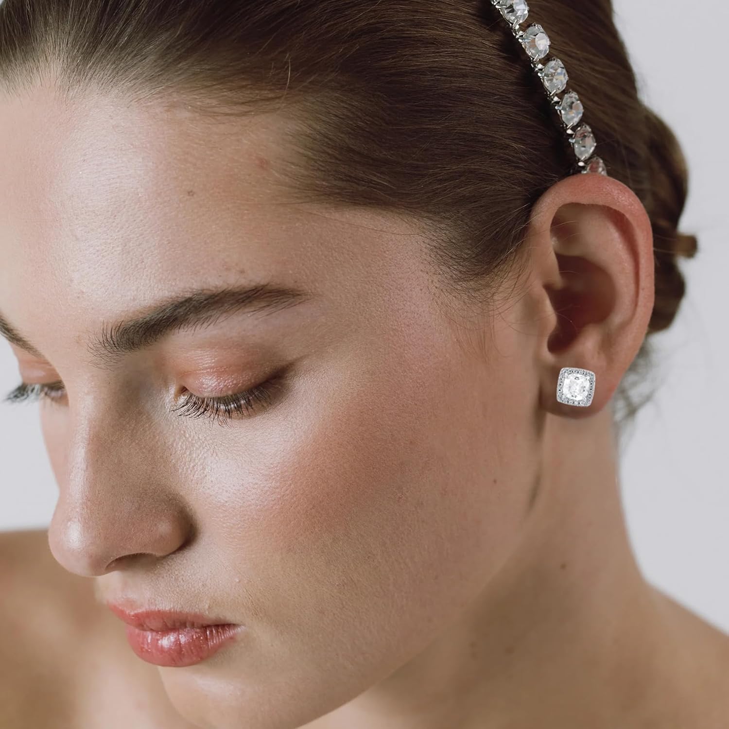 PABBEU 4Pairs Sterling Silver Stud Earrings for Women Hypoallergenic 925 Sterling Silver Earring Studs Small Stacks AAAAA Cubic Zirconia Cartilage SilverStud Earrings Set for Women Gift - Image 3