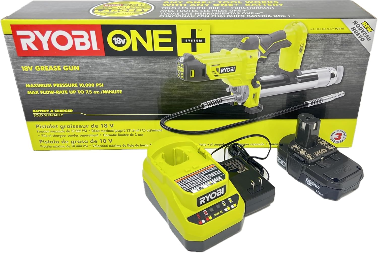18V ONE+ Grease Gun Kit with 1.3 Ah Battery and Charger