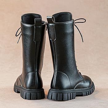 靴 lible Brushd blackboots Amazon.com: Girls Lace Up Riding Boots Mid Calf Combat Boots