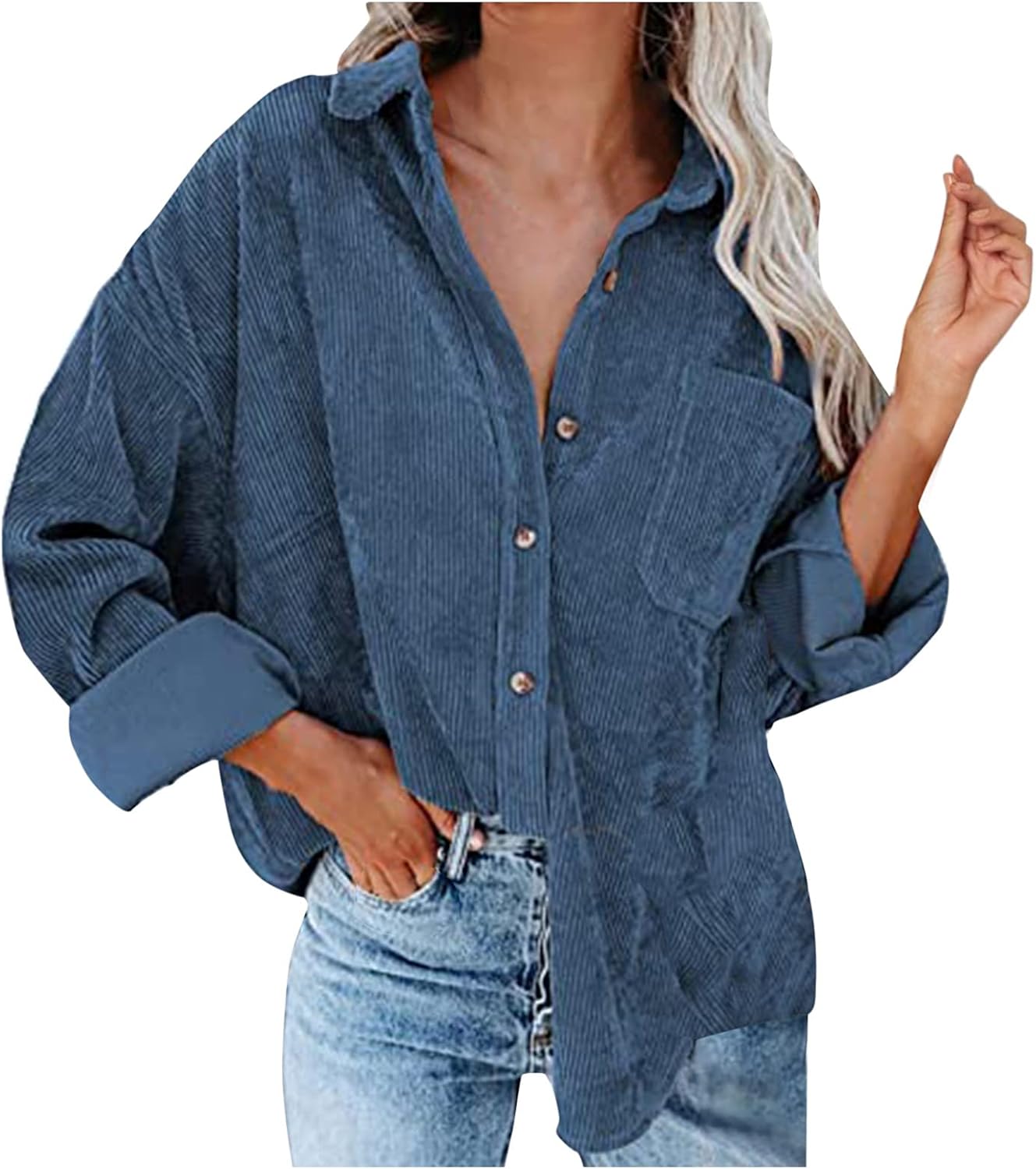 ASKX Manteau épais classique à simple boutonnage à manches longues