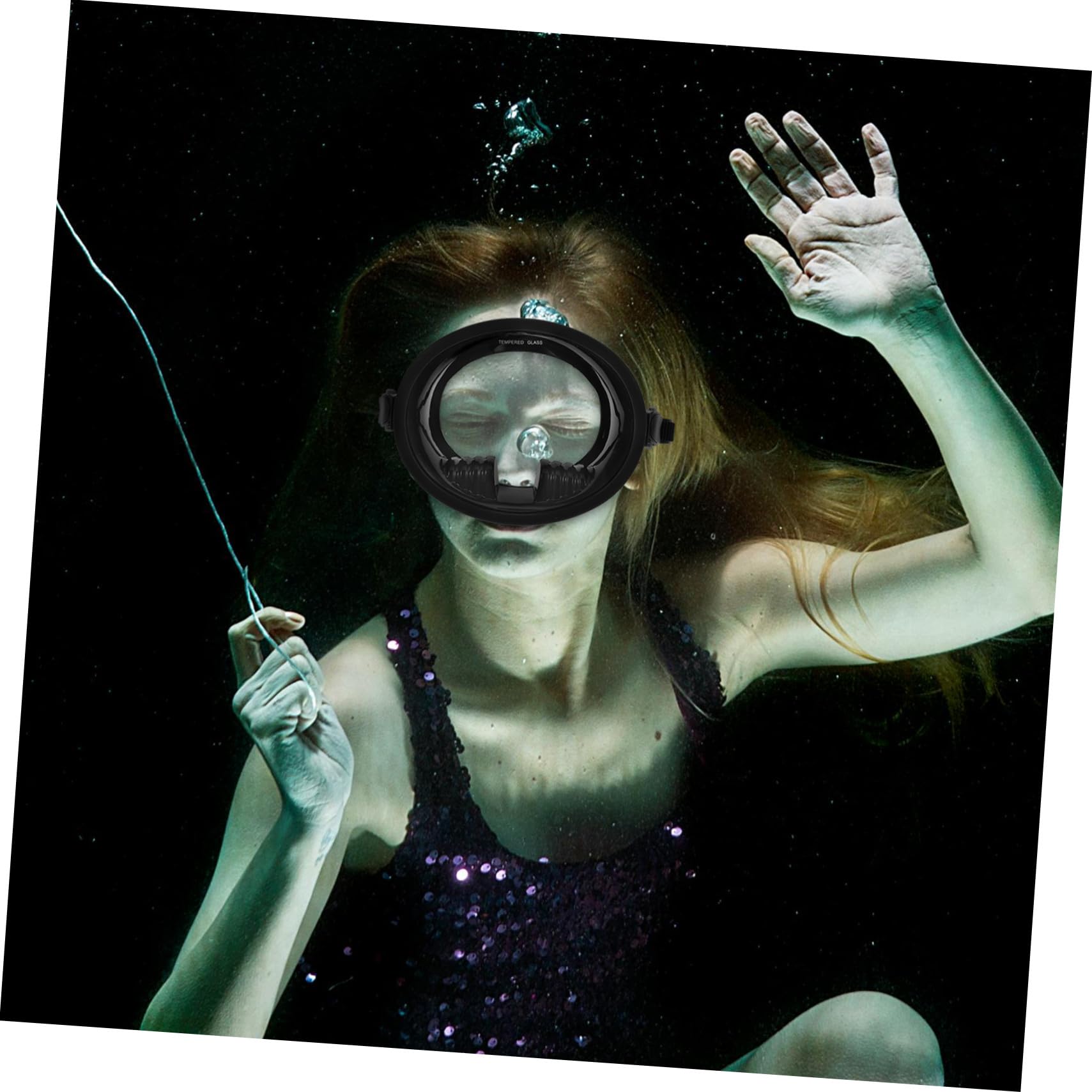 Maschera Sub Antiappannamento a Visione Larga in Silicone Nero | Lente in Vetro Temperato, Adatta per Immersione e Nuoto, Vestibilità Confortevole Tenuta Anti-perdita