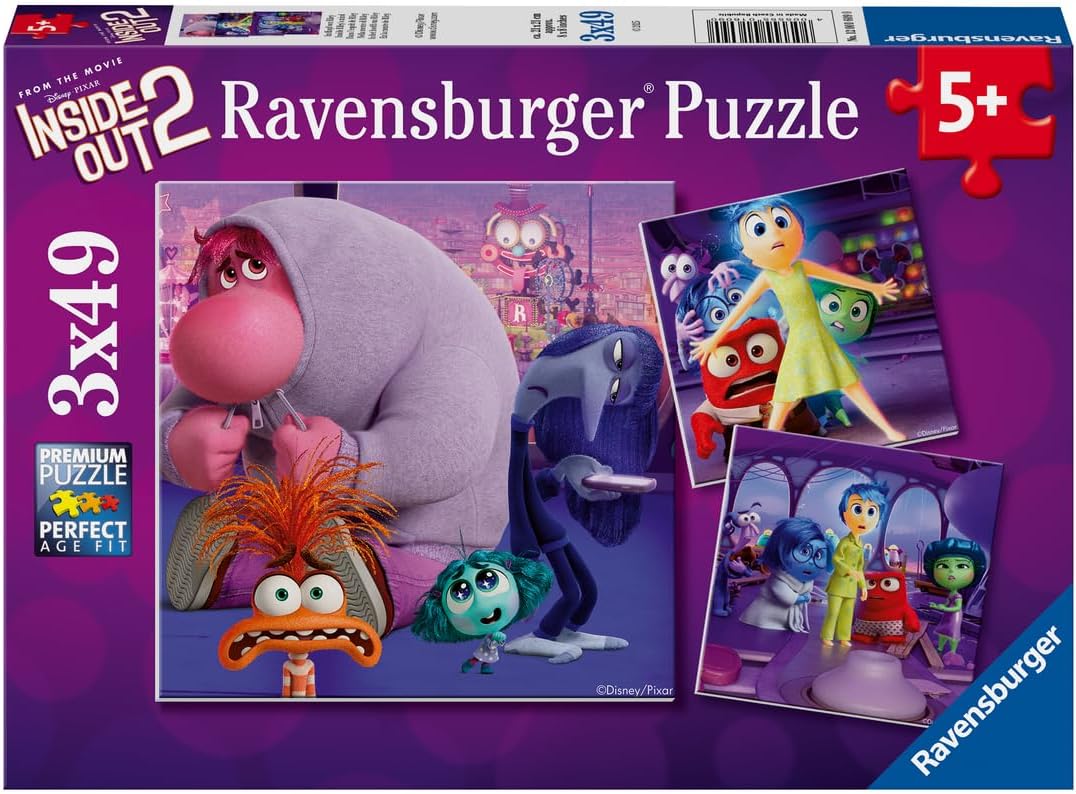 Ravensburger Disney Inside Out 2 Puzzle Set - 3 x 49 Piece Jigsaw Puzzles | Unique Piece Design | Perfect for Young Fans | Amazon Exclusive
