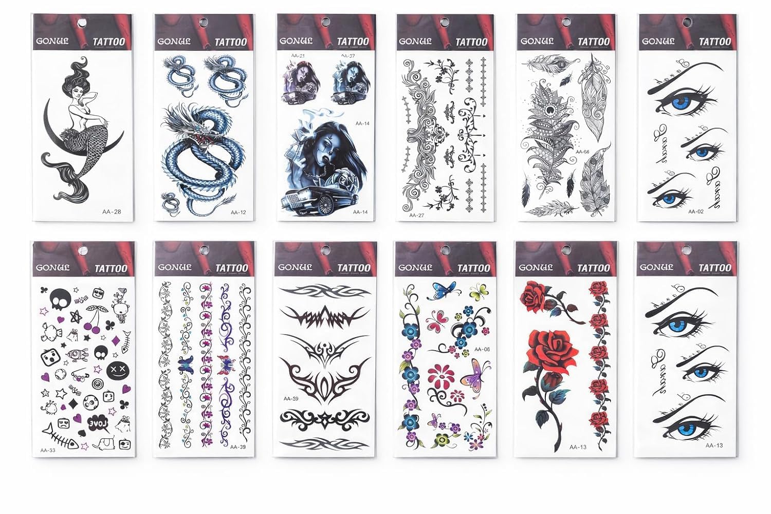 Terabliss 11 Sheets Temporary Tattoo Stickers – Waterproof Long Lasting Body Art Tattoos for Men, Women & Kids | Dragon, Rose, Tribal, Eye & Butterfly Designs-image-45