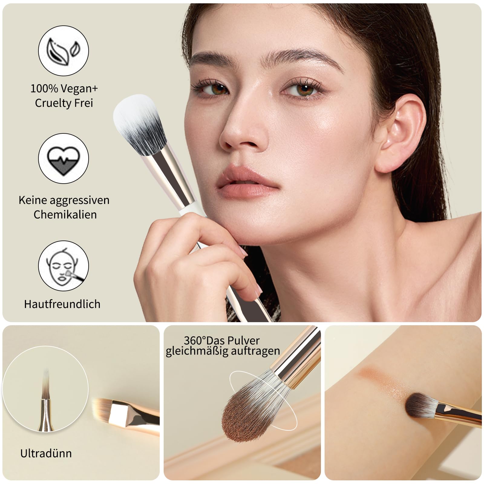 MSQ Juego de 7 pinceles de maquillaje doble extremo,1 pincel de ultrafino | Caja de esponja de limpieza de pinceles de maquillaje con espejo de maquillaje