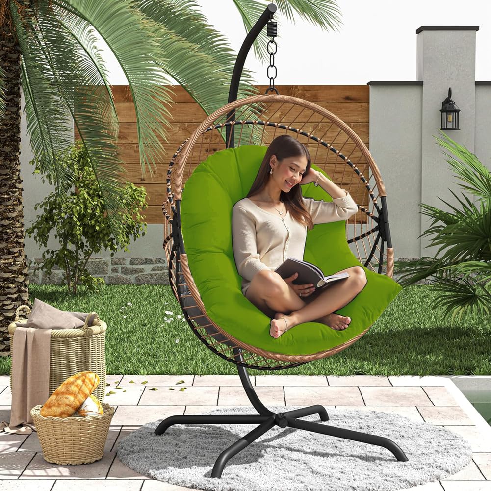 Hängesessel Kissen Outdoor, Dickes Polster für Hängesessel und Hängekorb, wasserabweisendes Sitzkissen mit weicher PP-Füllung für Garten, Balkon, Terrasse,Dark Gray