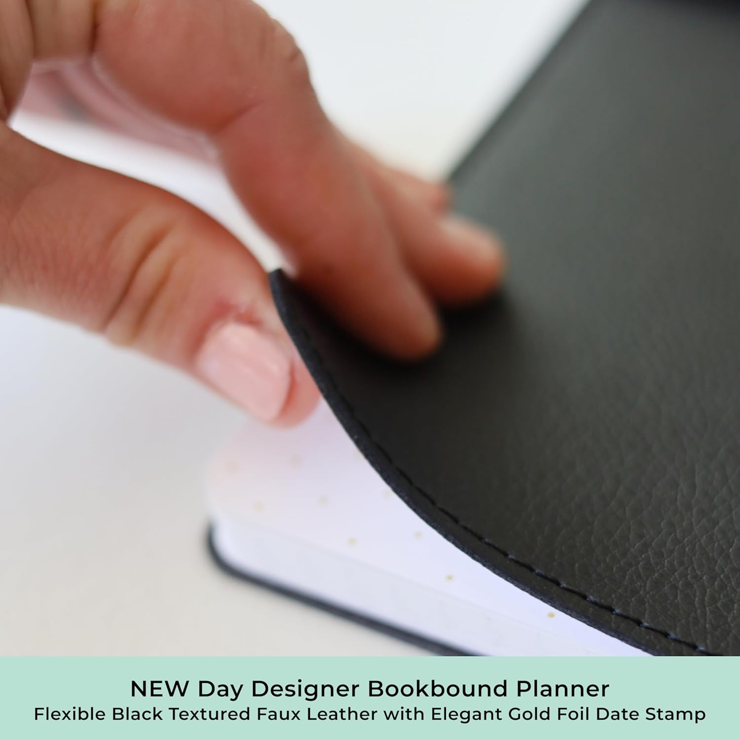 Blue Sky Day Designer 2025-2026 Weekly and Monthly Academic Year Planner Calendar, July 2025 - June 2026, 8" x 10", Faux Leather Cover, Bookbound, Black