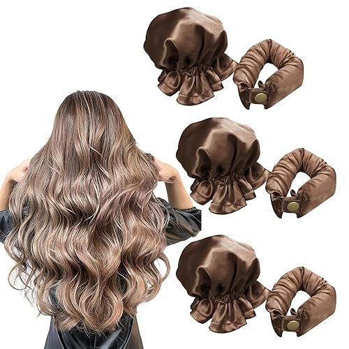 Miniatura 8 de 6 rodillos de pelo para rizos sin calor con gorras de pelo, 3 juegos de rizadores de cabello sin calor, diadema suave para dormir durante la noche,