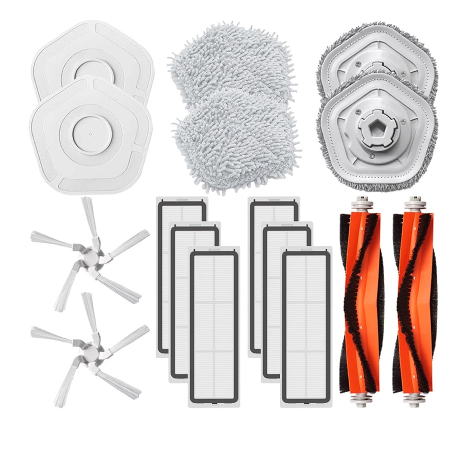 Paño de fregona compatible con aspiradora robótica XMI Dreame W10 W10 Pro, cepillo lateral principal, trapos de fregona desmontables, Stent, accesorios de filtro Hepa(Set24)