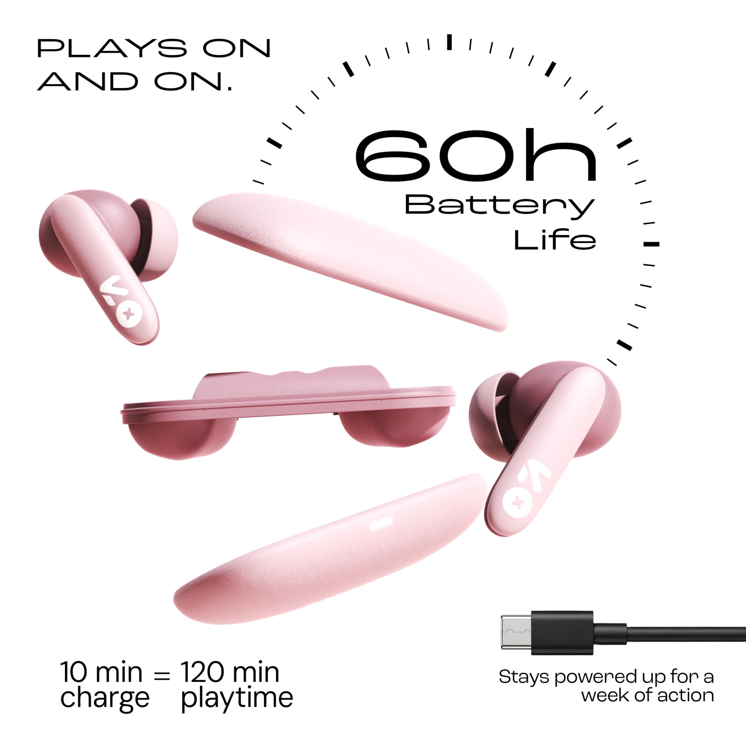 GOBOULT Y1 v2.0 Ear Buds Wireless with 60H Playtime, Zen Quad Mic ENC, 45ms Low Latency, Touch Contorl, Dual Device Pairing, Bluetooth 6.0, 13mm Driver Earbud TWS Wireless Earphone (Electric Pink) — Amazon image 7