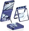 Case Compatible with Galaxy Z Flip 7 Camera Protected Transparent Design CNS Lego Stand Cover - Navy Blue