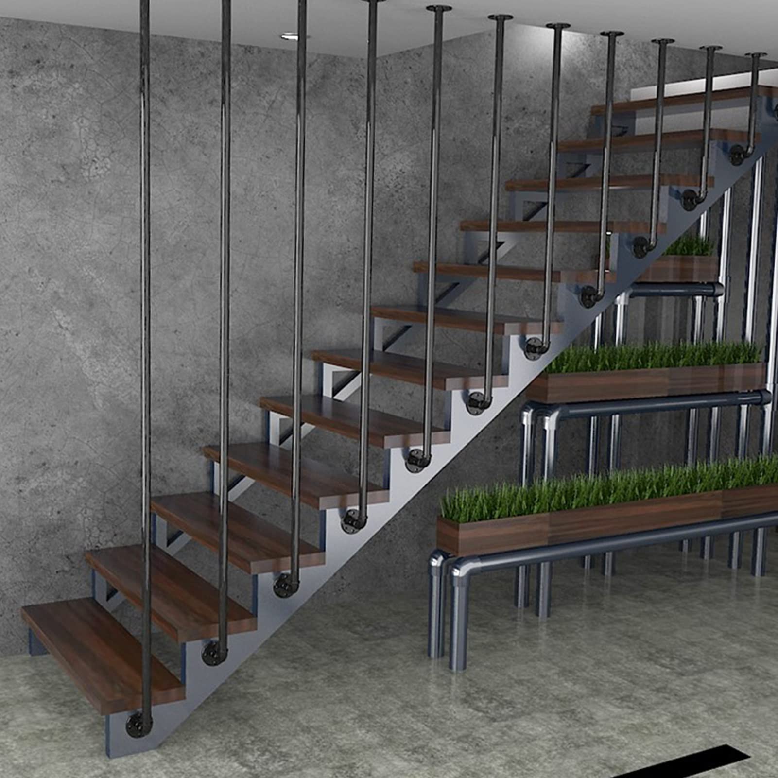 Rampe d'escalier antidérapante de sécurité avec montage mural robuste