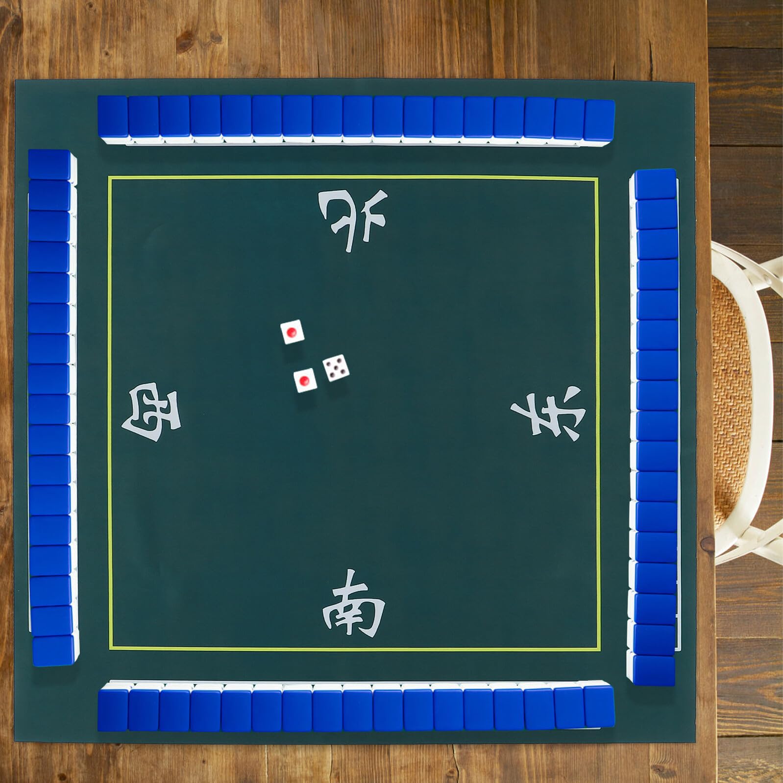 Tappetino Quadrato Verde per Tavolo da Gioco Mahjong e Carte, in Poliestere e Gomma Design Antiscivolo e Riduzione del Rumore per Partite Tranquille