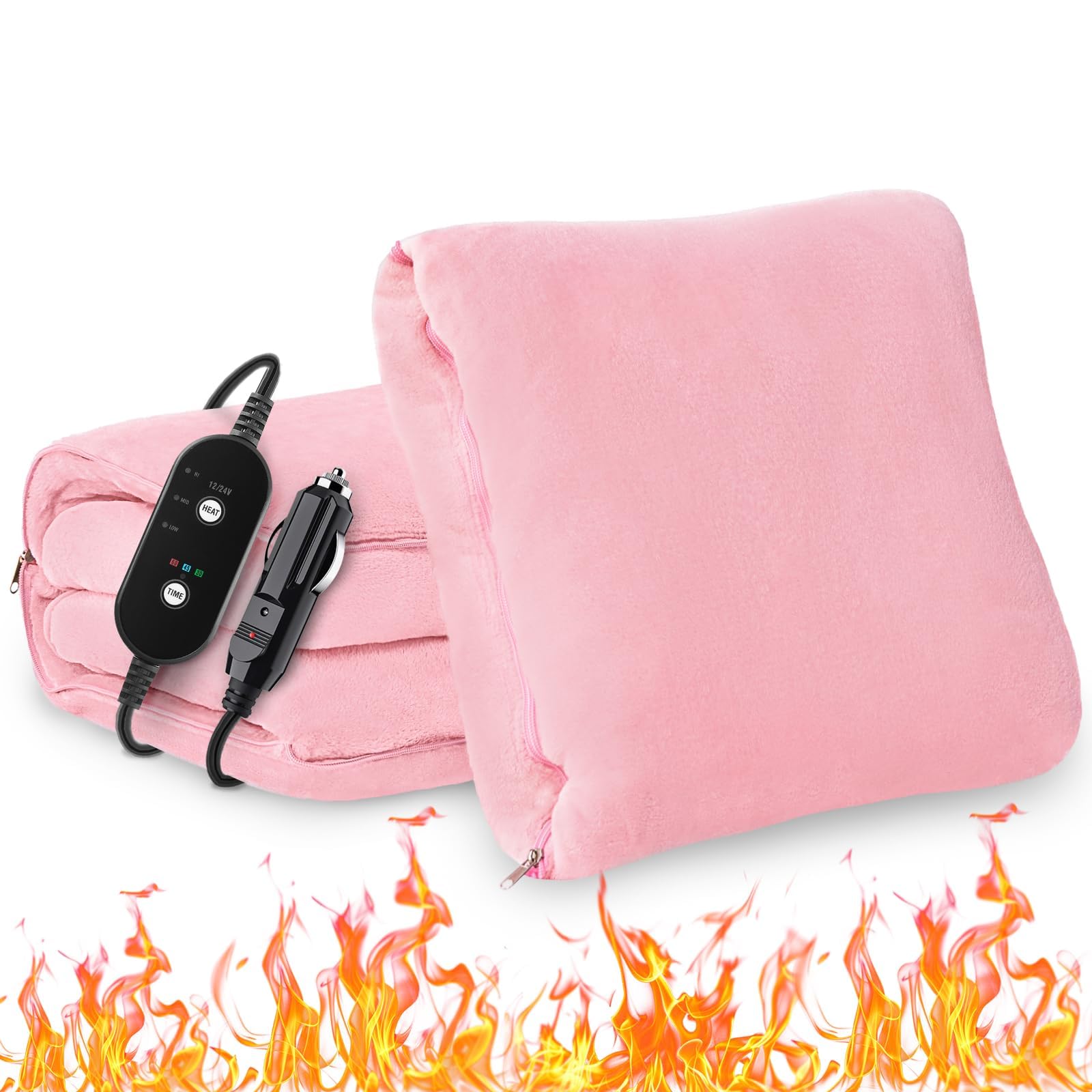 Sino Salected 4-in-1 Pink Heated Car Blanket