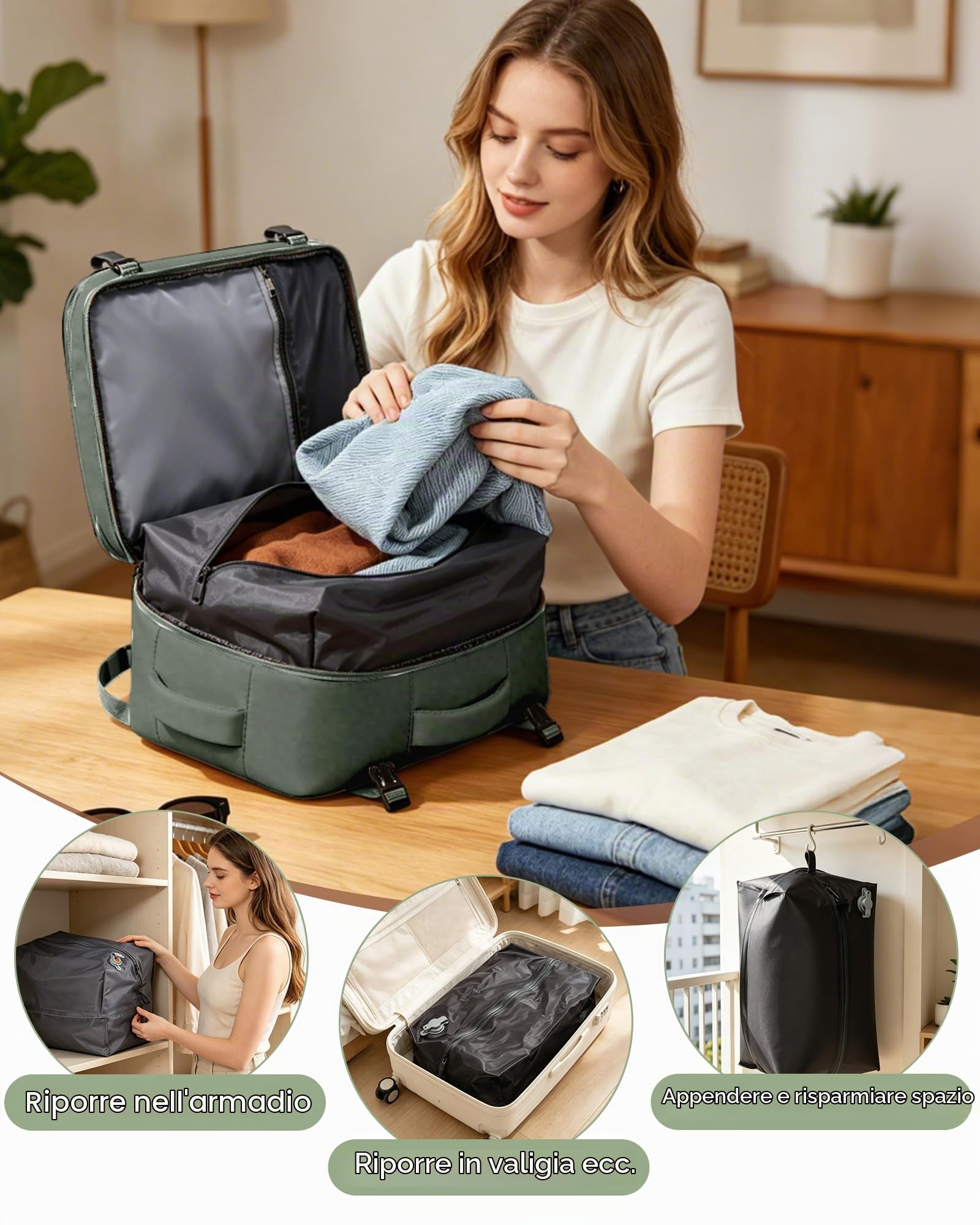 SZLX Zaino Ryanair 40x30x20 Sottovuoto con pompa Zaino da Viaggio 40x30x20 | Bagaglio a Mano 40x30x20 Wizzair Donna Uomo Borsa da Cabina per Easyjet Adatto a Laptop da 14 Pollici Impermeabile per Lavoro