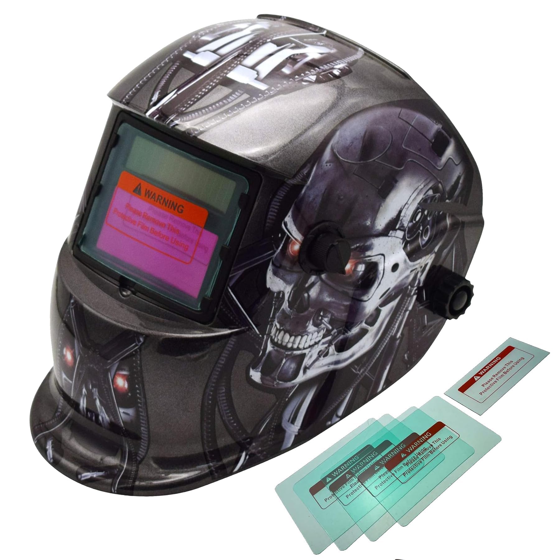 XTRM Auto Darkening Welding Helmet Hi-Tech Grinding CE Approved Solar Power Function Professional Protective Gear Welding Tig Mig Arc Welders Mask Helmet + 5 Lens (Robot, One) โ image 1