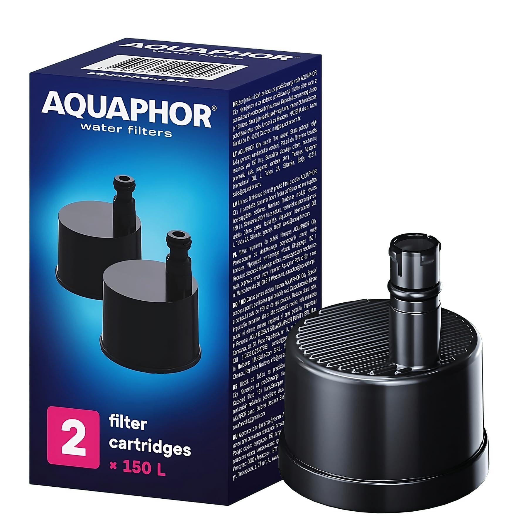 Replacement Filter for Filtered Water Bottle, 40-Gallon Filter, Replaces 300 Plastic Water Bottles. Includes 2 Filters, 150L. Nakii by Aquaphor