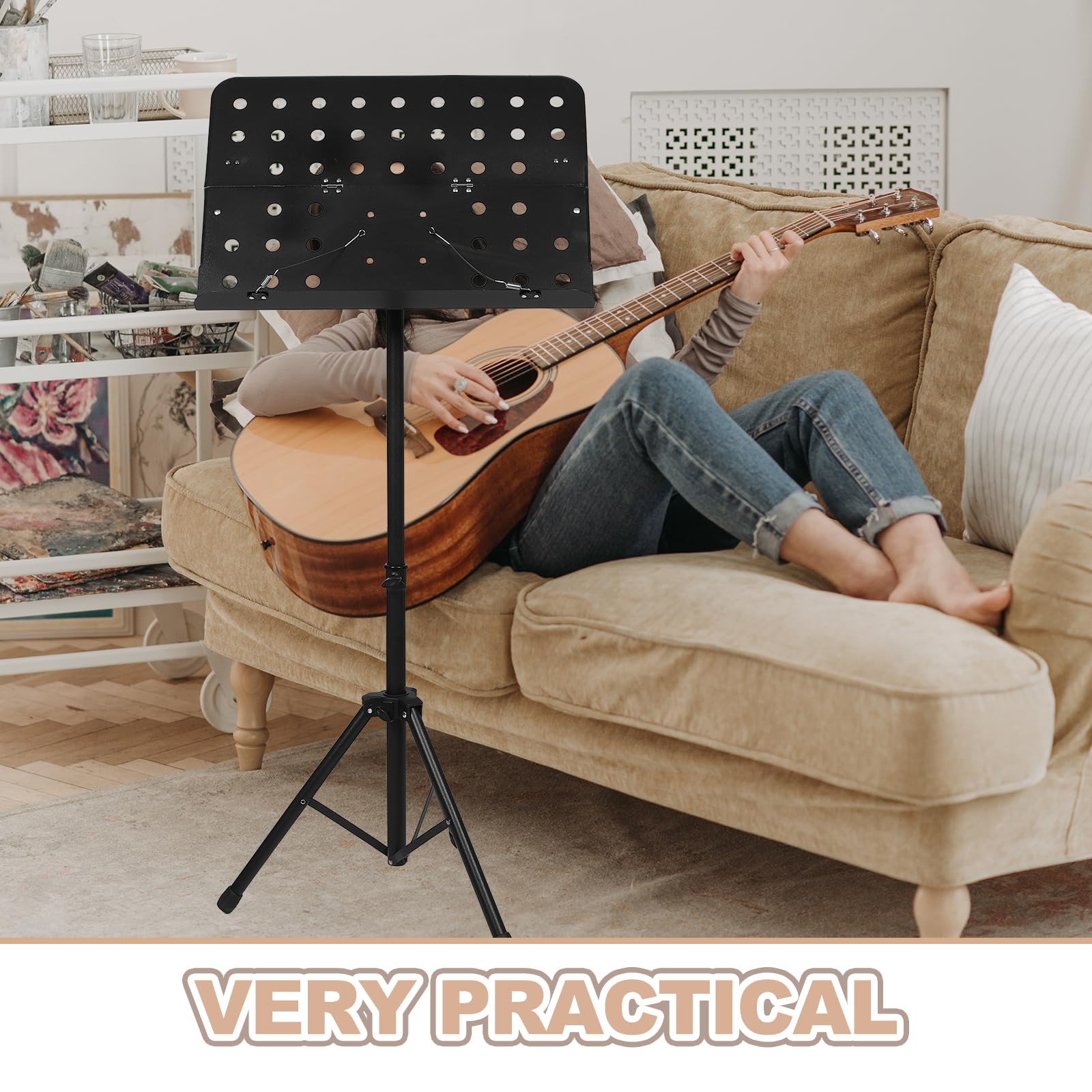 UPKOCH Klappbarer Notenständer: Höhenverstellbarer, faltbarer, tragbarer Notenständer für Klavier, Gitarre, Band, Orchester, Musiker, Instrument, Spieler