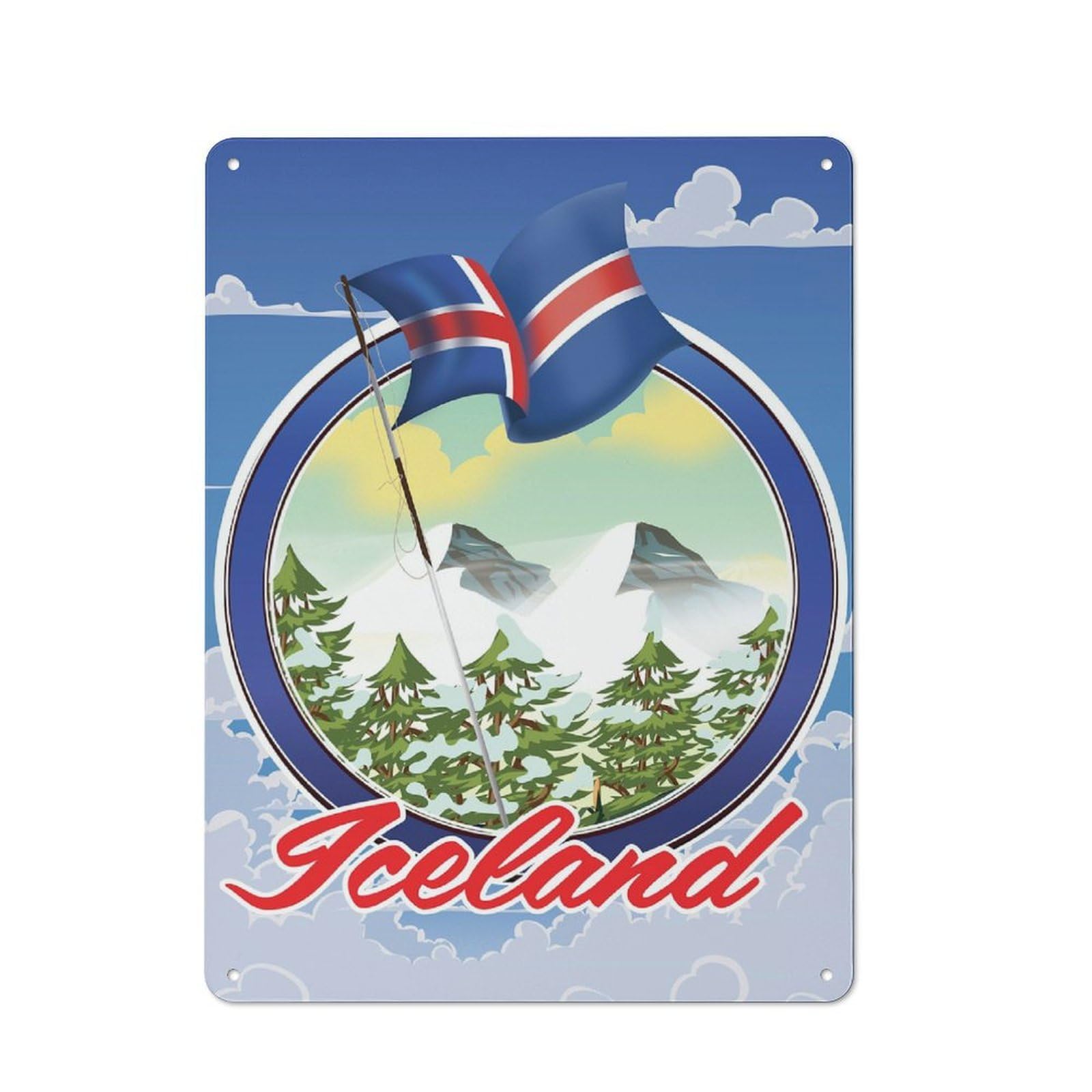 Junmoney Iceland Vintage Metal Gift Sign 40X30cm, Novelty Wall Art For Hallway, Home Bar, Garage Or Study