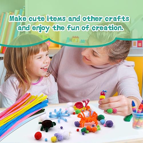 Miniatura 6 de Zlulary Artes y manualidades para niños, limpiadores de pipas, suministros de manualidades, limpiador de tuberías, kit de arte y manualidades con