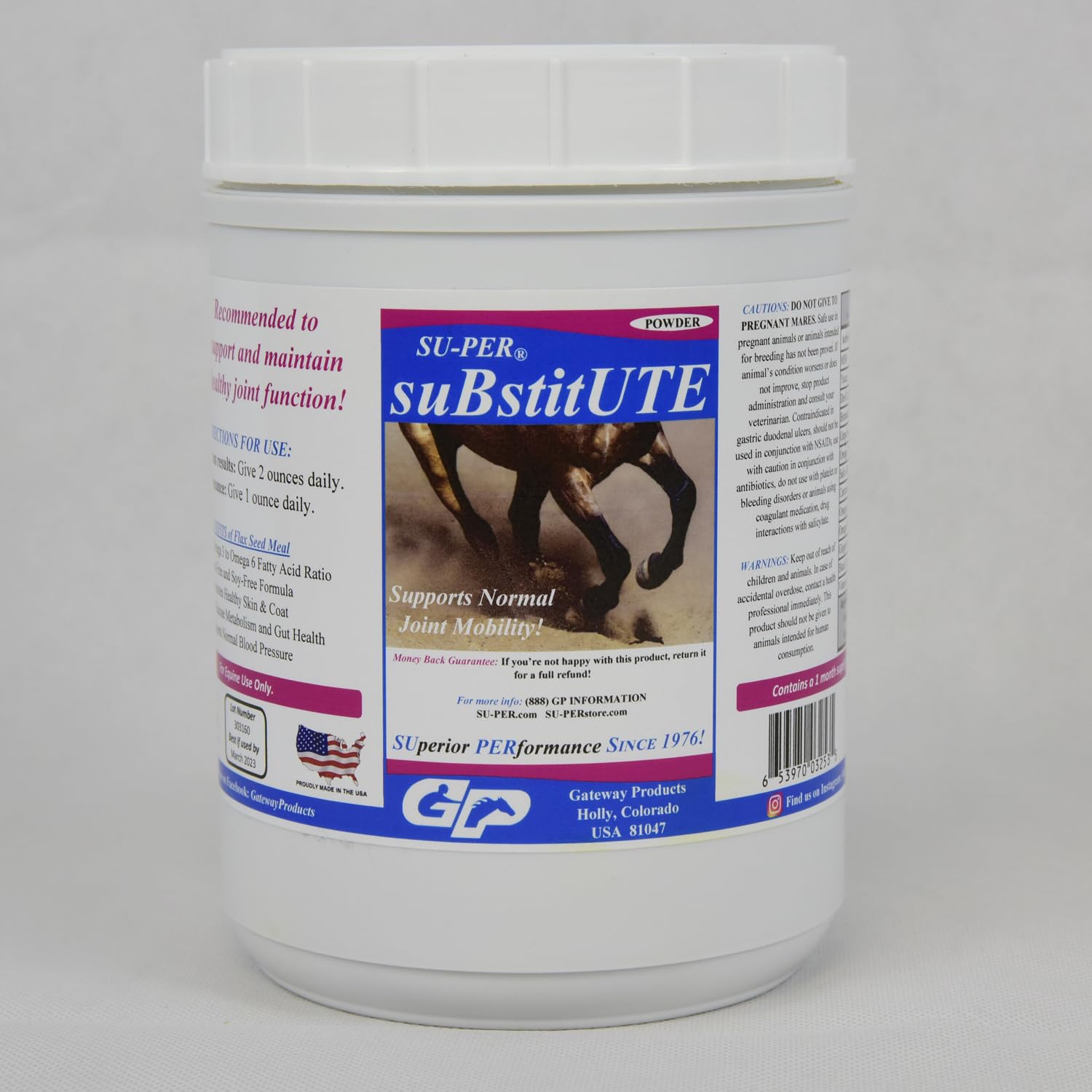 SU-PER Substitute Powder for Horses – Natural Daily Supplement for Joint Health, Mobility, & Comfort – Palatable, Easy-to-Feed Formula - 2.5 Lbs