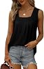 Blusas sin Mangas de Verano para Mujer, Holgadas, con Pliegues, Cuello Cuadrado, Bajo Curvo 3