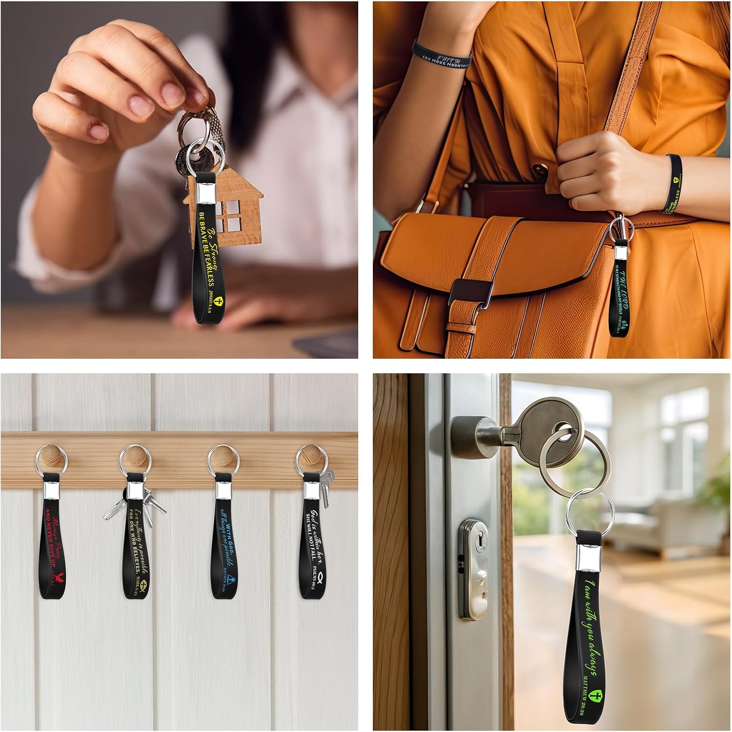 100 Pcs Bible Verse Bracelets Christian Inspirational Bible Keychains –Bulk Religious Keyrings and Bracelets - Image 4