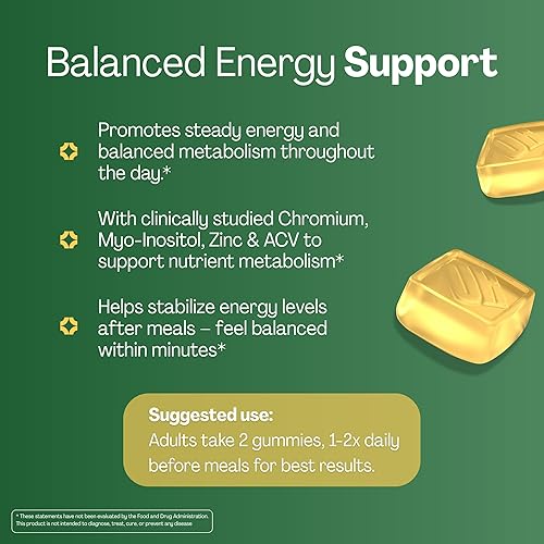 Miniatura 2 de URVI Gomitas de apoyo al azúcar en la sangre 300 mg de vinagre de sidra de manzana, 150 mg de mio-inositol, cromo y zinc sin azúcar sabor manzana