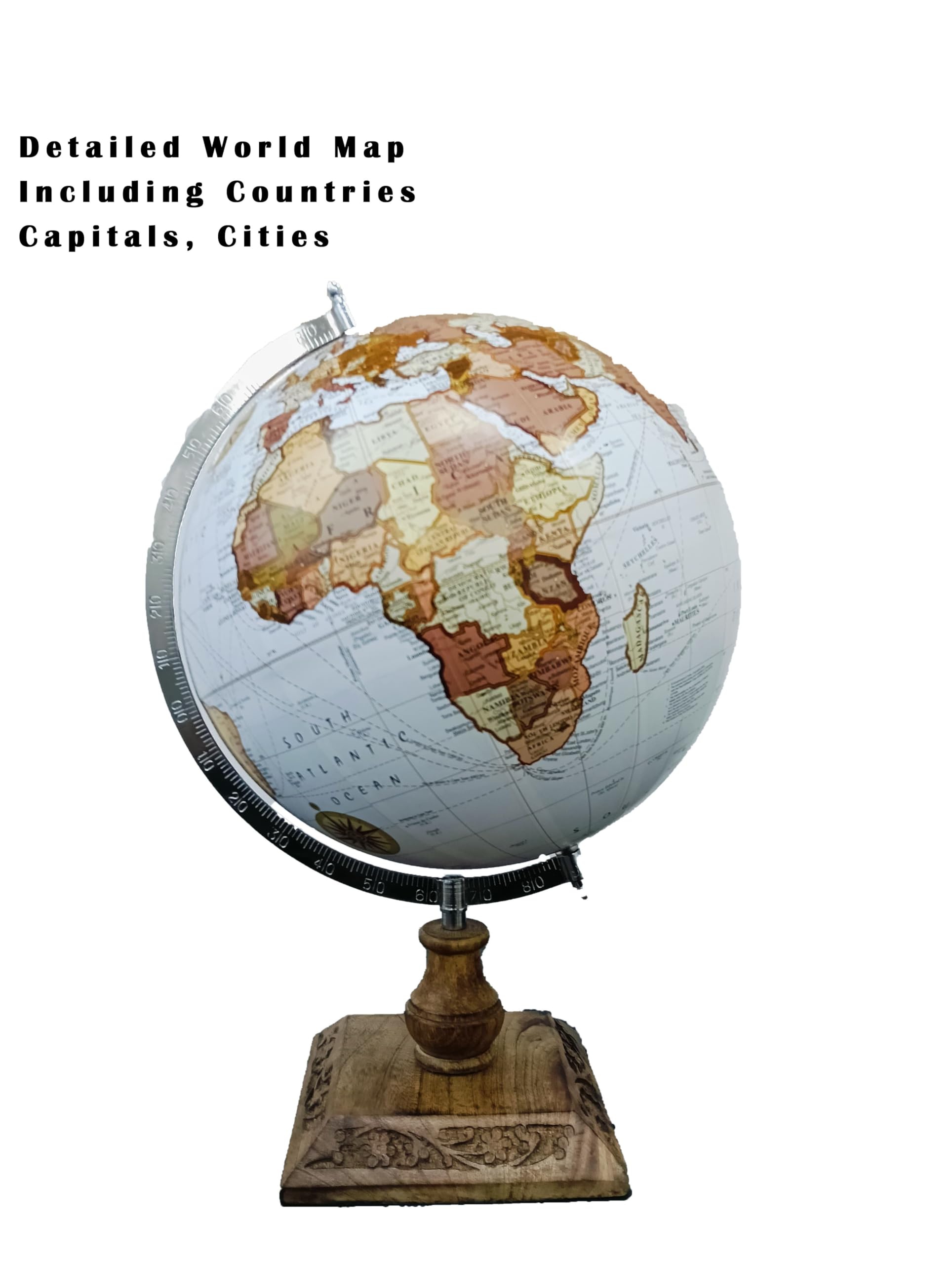 GLOBE DADDY Rotating World Globe 12 Inch with Metal Arc and Wooden Stand for Show pieces for Home Décor, Office Decor and Decorations items,Study Table decor Items, Birthday, Party Gifts and Aniversary. 1