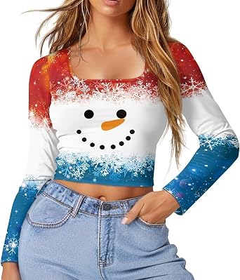 Upetstory Women Long Sleeve Crop Top Casual T-Shirt Tops Size S-L