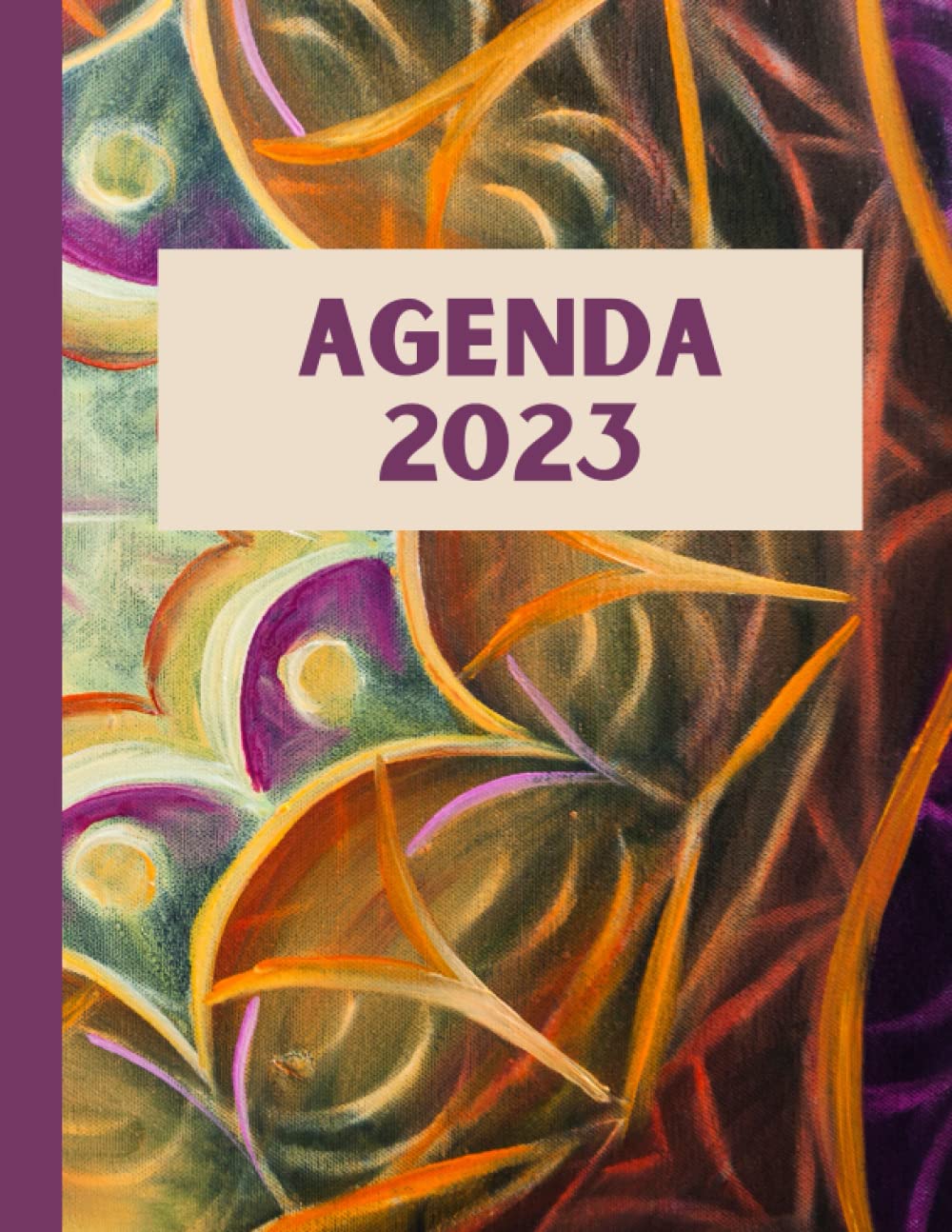 AGENDA 2023: Mandalas intérieur en noir et blanc, 200 pages avec plages horaires 7h à 19h