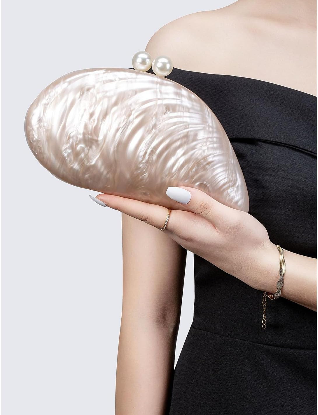 Acrylic Evening Bag Shell Shaped Clutch Purse Unique Shoulder Crossbody Bag Glitter Marble Purse Handbag for Wedding Party