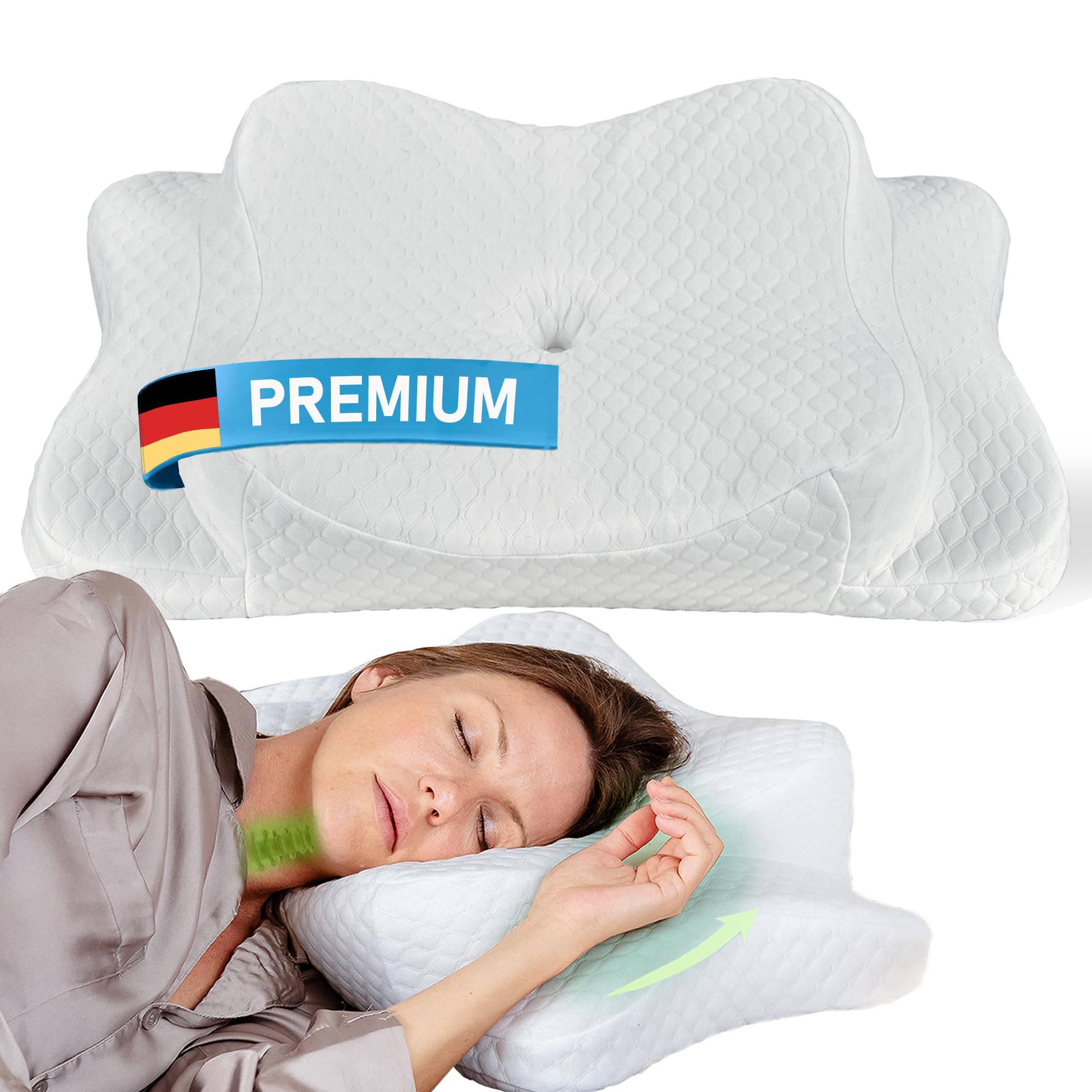 OrthoKomfort® Nackenstützkissen - Nackenkissen Kopfkissen, ergonomisches Memory Foam Kissen für alle Schlaftypen, inkl. Bezug, Oeko-TEX® geprüft, temperaturausgleichender Effekt, Weiß