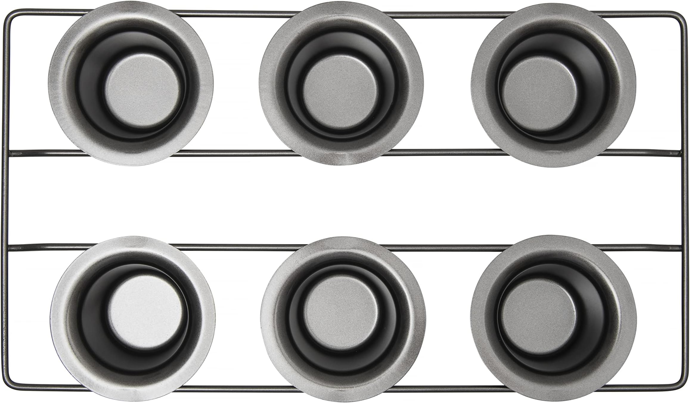 Winfeb Popover Baking Pan- Vertical 6 Cup with Non-Stick Finish- Complete with Mini Basting Brush, Black