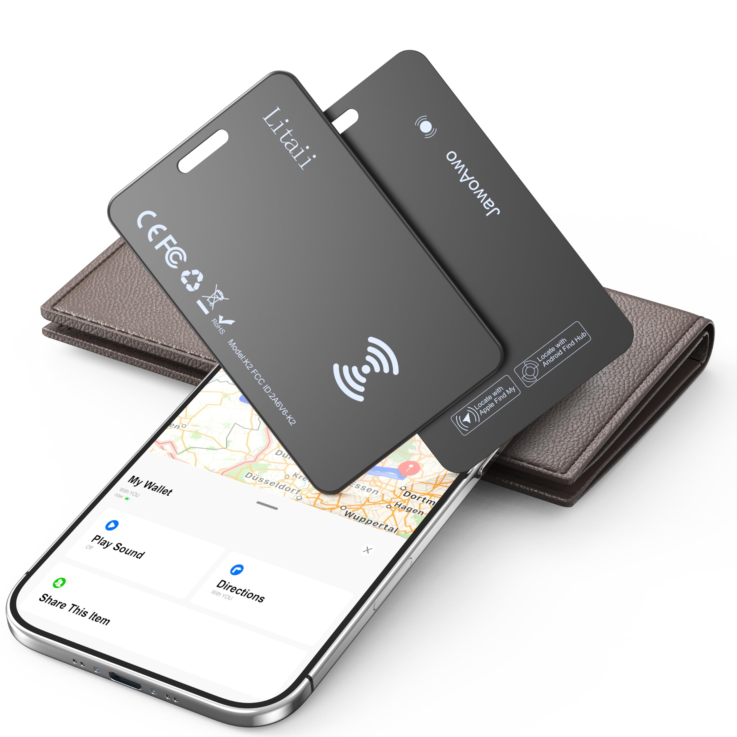 2Pack Wallet Tracker Card (iOS and Android), Apple MFi Certified, Works with Apple Find My & Google Find Hub, Smart Tracker, Slim Bluetooth Tracking Tag for Wallet, Passport, Luggage & Card Holder-image-10