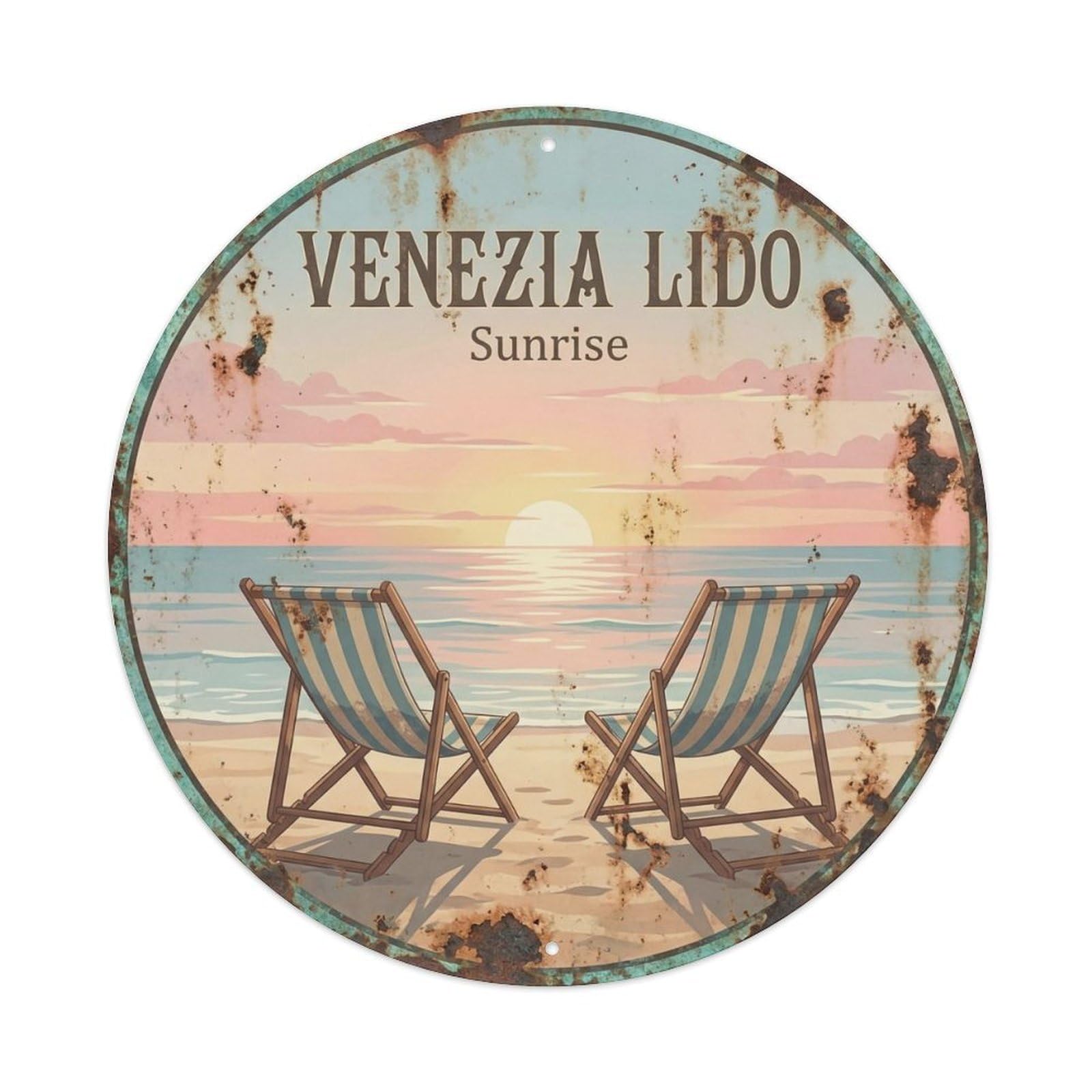 Vintage Travel Italy Di Venezia Italy Sunrise Metal Tin Sign