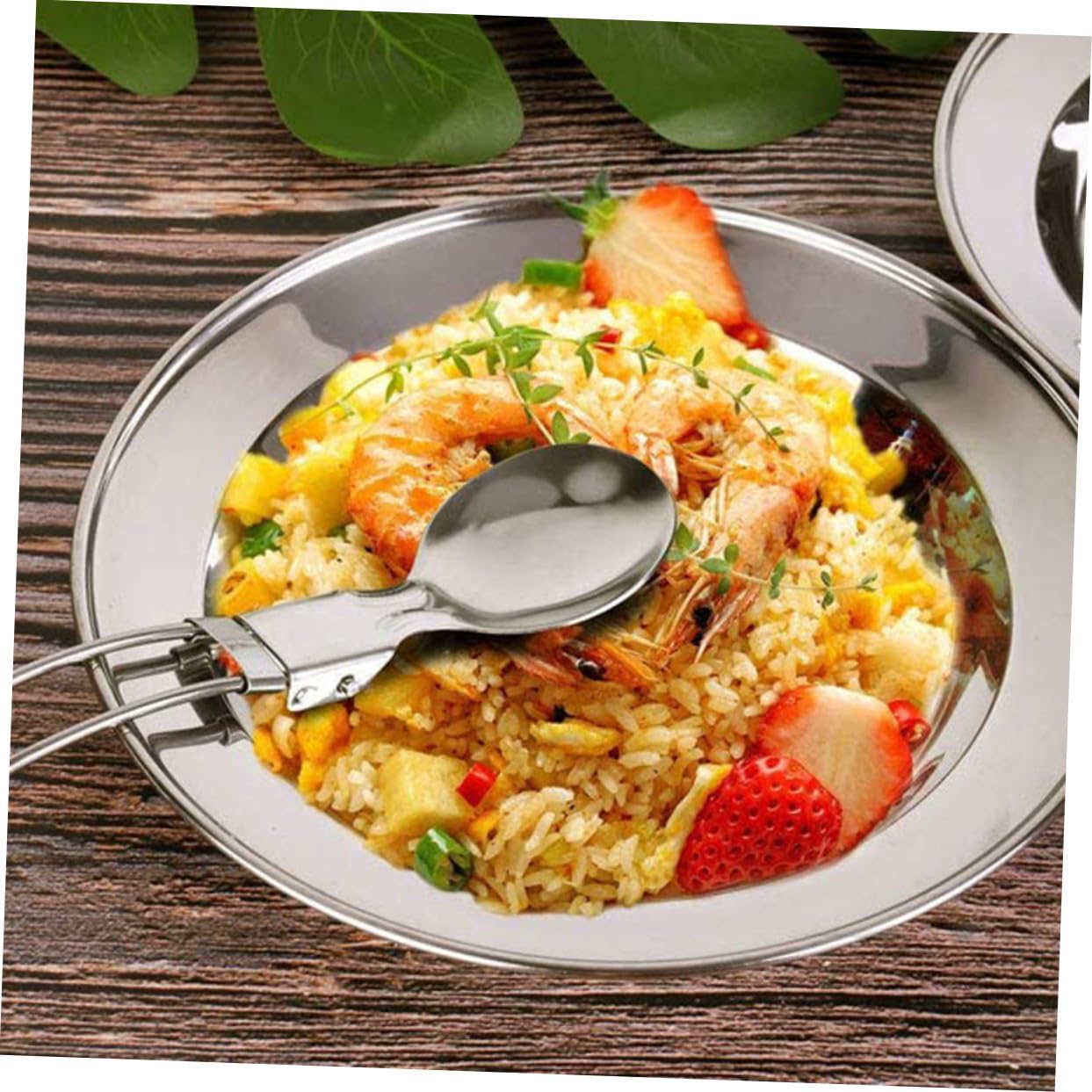 BESPORTBLE Set de Cuisine de Camping Léger avec Casseroles Antiadhésives Poignée Pliante Silicone Résistant Corrosion pour Personnes Randonnée et Pique-