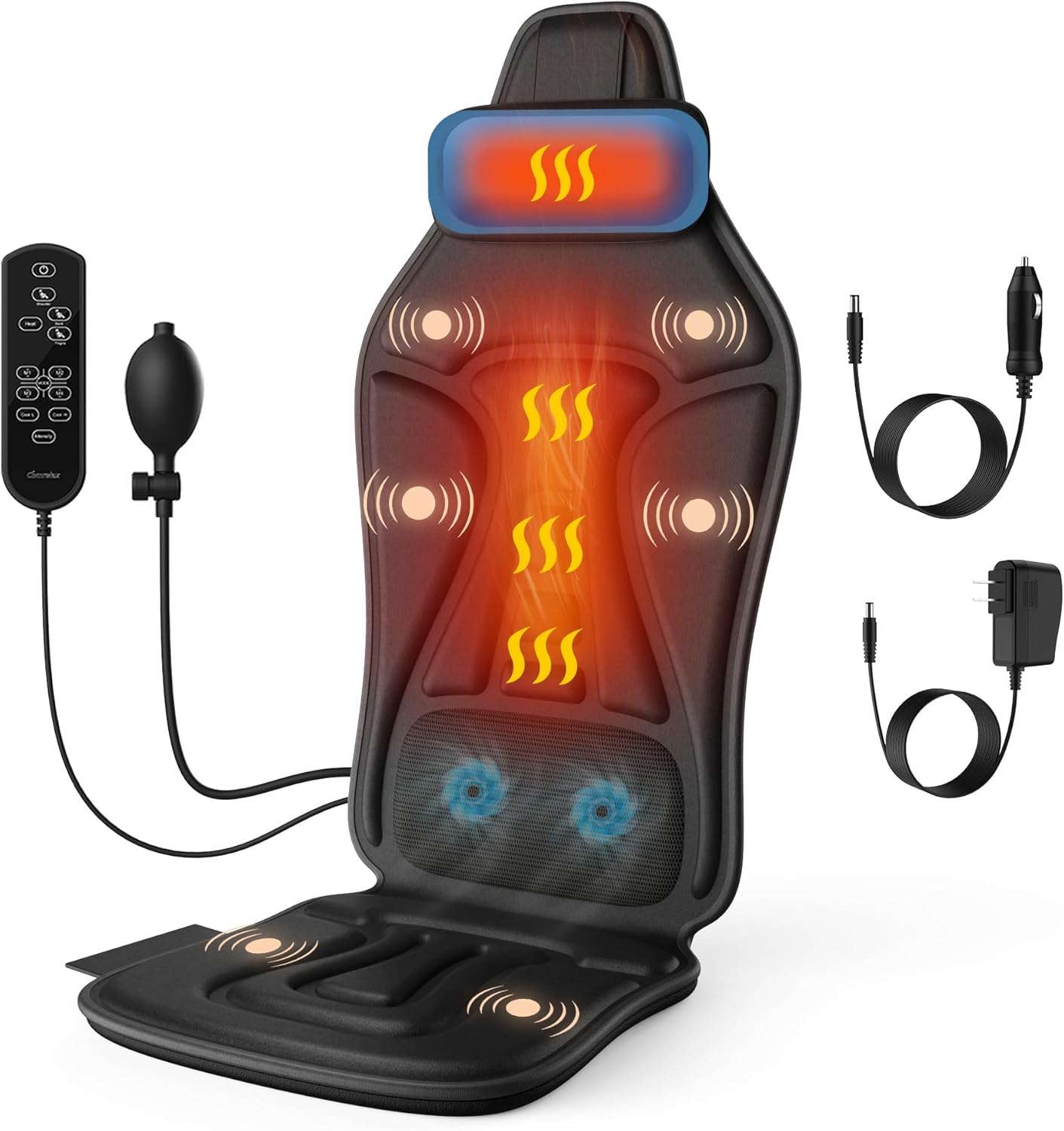 Vibration Seat Cushion with Heat & Cooling, Chair Pad for Office & Home, 6 Motors, Adjustable Modes, Portable Comfort Cushion for Sitting Support