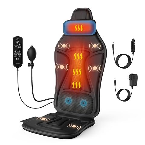 Vibration Back Massager with Heat for Chair Massage Chair Pad with Waist Cooling Neck Support Seat Massager for