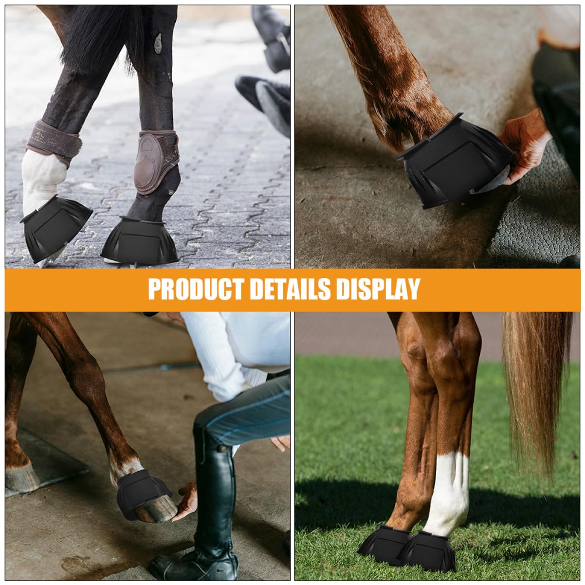 COLLBATH 4 Stück Schwarze Gummi Sehnenstiefel für Pferde, Tragbar