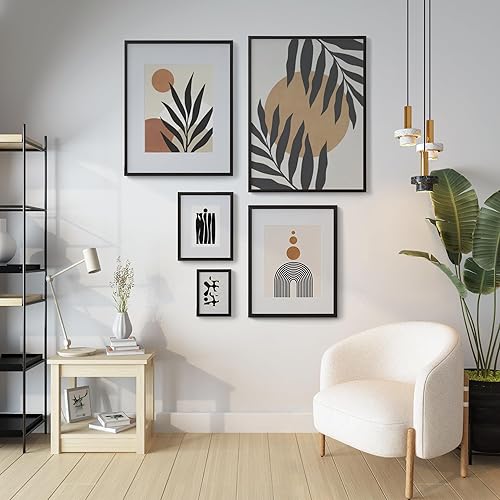 Vista 101 de Marco de fotos de 5 x 7, marco de 5 x 7 pulgadas, marco de 4 x 6 pulgadas, acabado de chapa de madera, marco de fotos de 5 x 7 pulgadas con paspartú