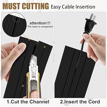 Floor Cable Cover, 3M Rubber Cable Protector Outdoor Floor Cable Tidy with 3 Large Wire Cord Channel, Heavy Duty, Black
