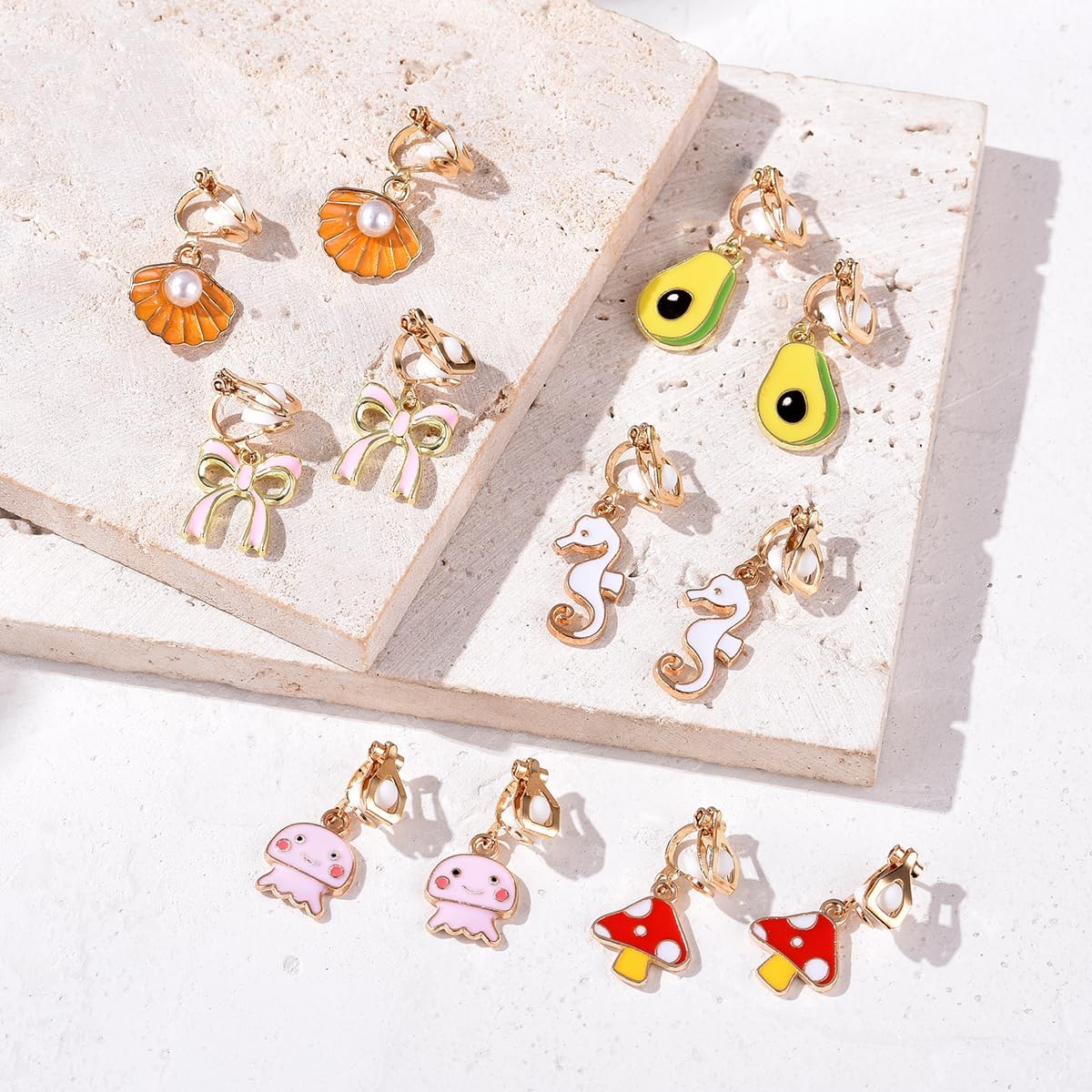20 Pairs Clip on Earrings for Girls and Kids Non-Pierced Earrings for Little Girls with No Ear Holes, Cute Fun Animal Butterfly Cat Clip-on Earrings Pack for Toddler