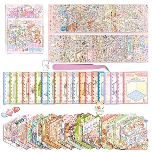 Set di 20 adesivi fai da te, per adulti, ragazze, bambini, per la terapia degli adulti, per la casa dei cartoni animati, in miniatura, per la casa, 3D, per la scena, per il sollievo dallo stress