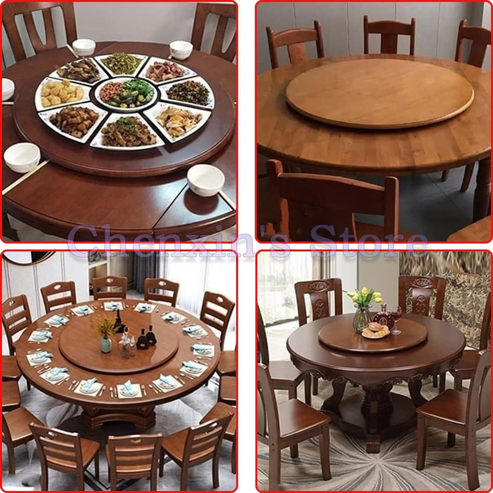 Obrotowa drewniana taca do serwowania o 110 cm – okrągła Lazy Susan na stół jadalny, półmisek centralny z litego drewna (czerwony, 110 cm) - idealna do rozrywki i dekoracji domu