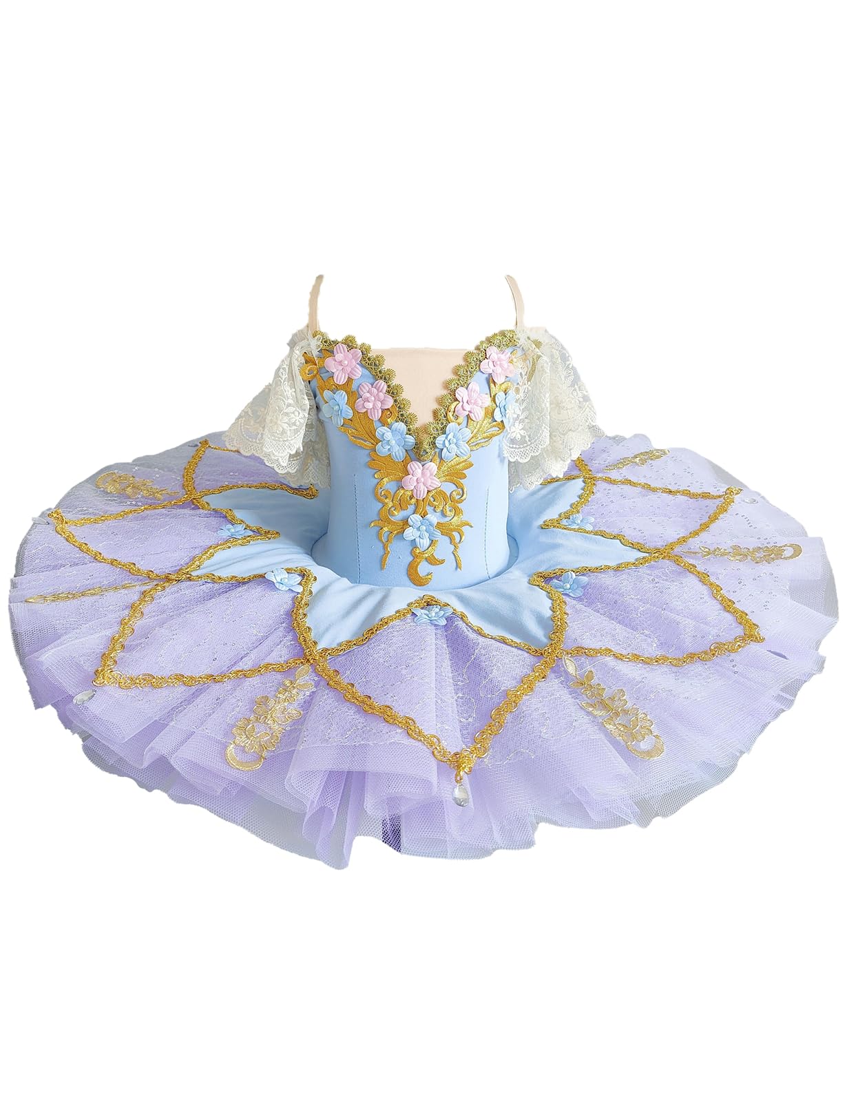 AOQUNFS Niñas Lentejuelas Brillantes Bordado Camisola Tutu Faldas Bailarina Lago de los Cisnes Actuación Disfraz,MTB-109