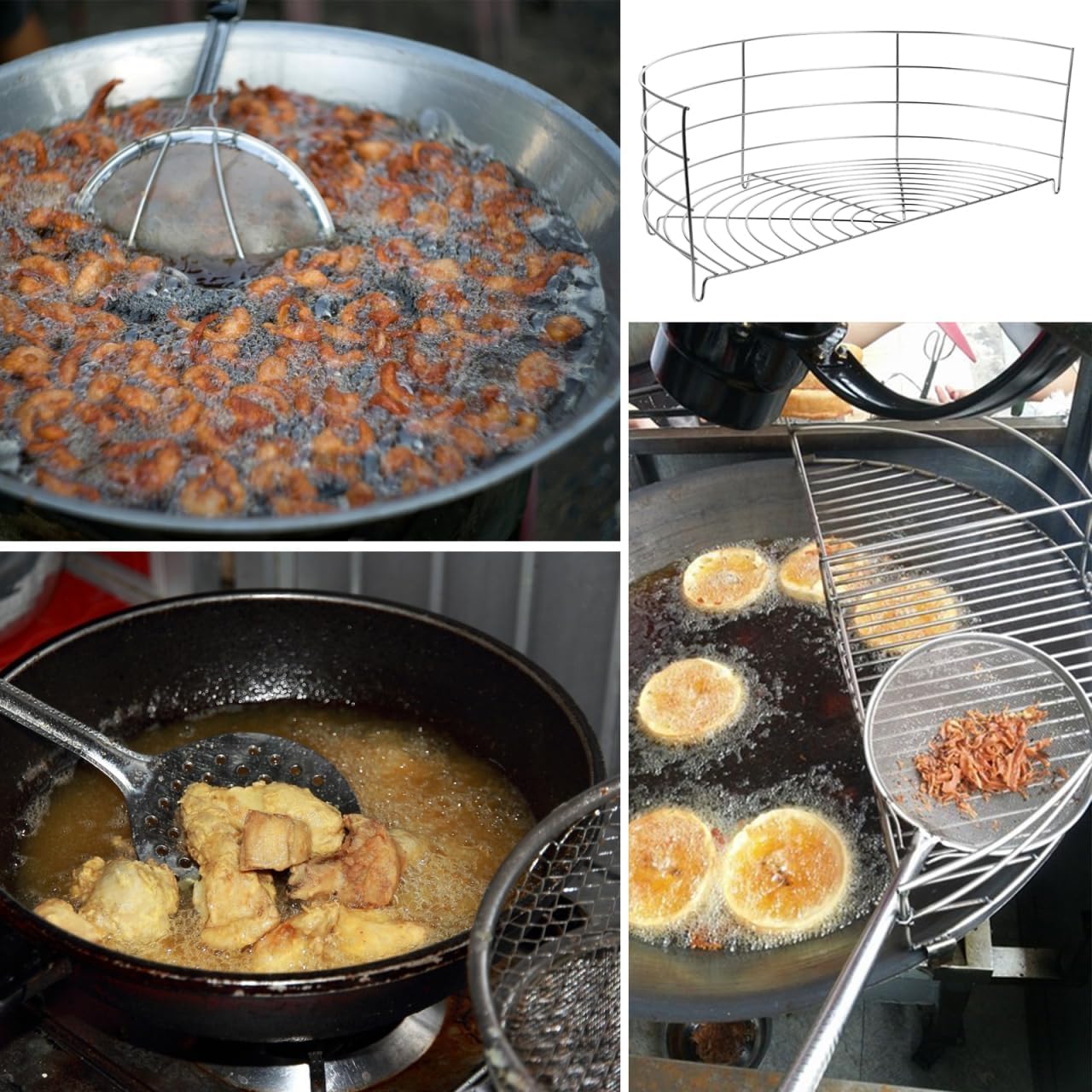 PRETYZOOM 40cm Oil Draining Rack, Stainless Steel Oil Drip Filter for Wok, Tempura, Universal Fried Food Cooling Stand Rack