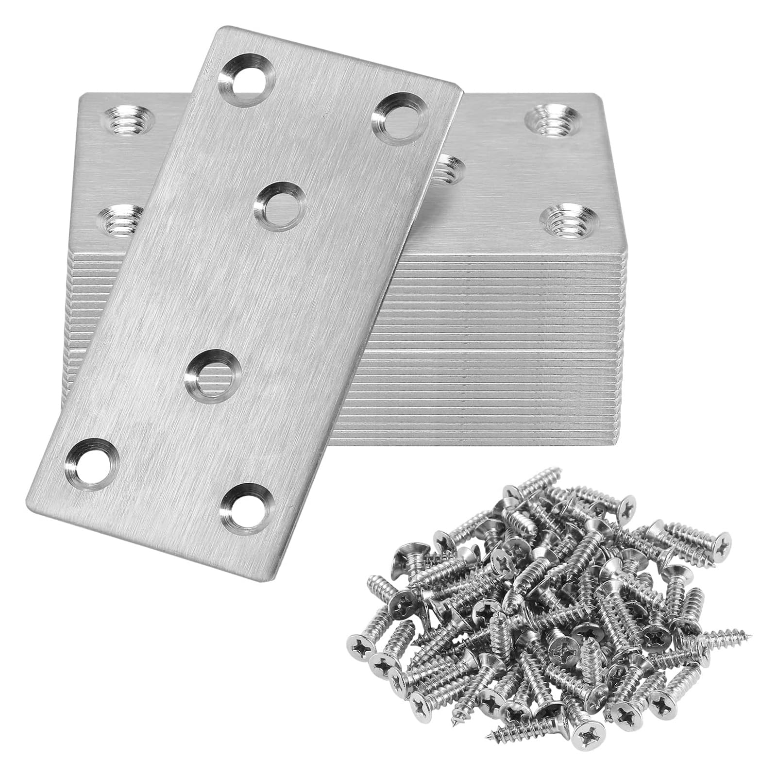 20Pcs Stainless Steel Fixed Angles Brackets Metal Straight Brace Repair Joining Fixing Bracket with Screws Wood Bracket Connector