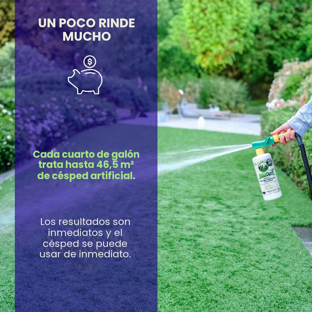 BioTurf BioS+ Kit limpiador de césped para orina de mascotas al aire libre – Limpiador de césped artificial concentrado desodorante para orina de perro y heces – Eliminador de olores enzimáticos de